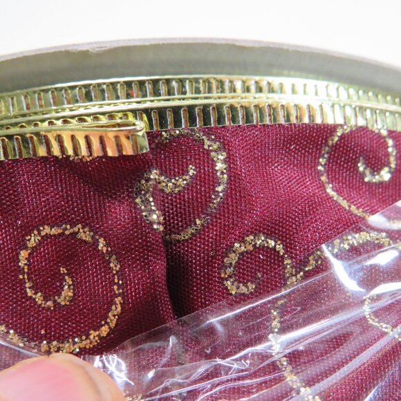 Burgundy w Swirls Wired Ribbon w Gold Foiled Wired Edge 100 feet Target 2009 NEW - Picture 2 of 6